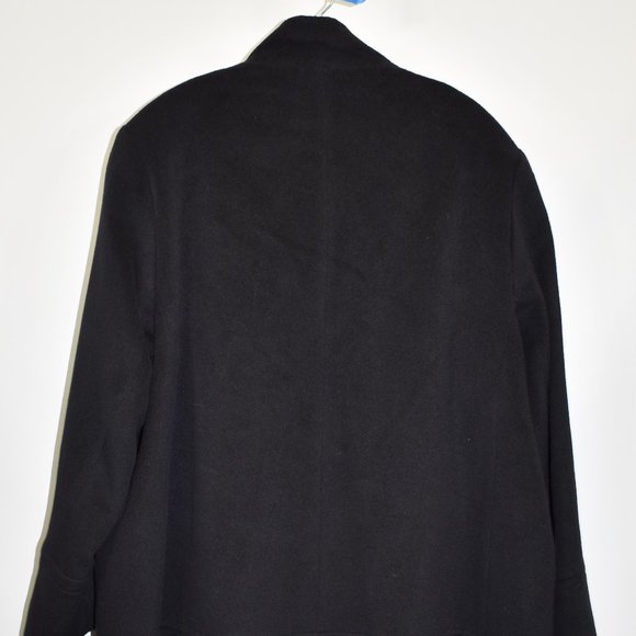 $1100 FLEURETTE FUNNEL NECK 100% WOOL COAT Luxury  PLUS SIZE BLACK 24W - Picture 3 of 7